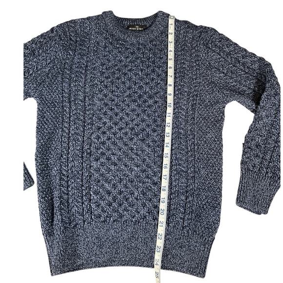 The Irish Store NWOT Size Small Blue 100% New Merino Wool Crew Neck Long Sleeve - Picture 7 of 8